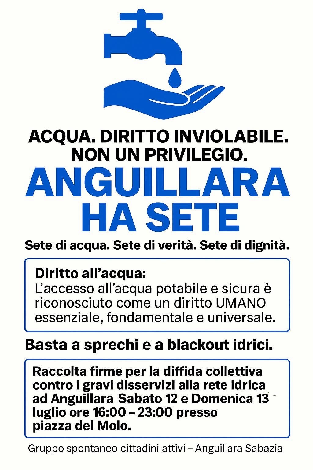 Comitato Cittadini Attivi lancia raccolta firme contro disservizi idrici