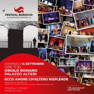 “Ecco amore ch’altero risplende” di Stradella il 14 settembre a Palazzo Altieri di Oriolo