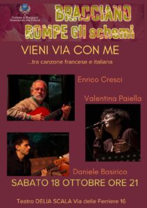 La grande chanson, italiana e francese, a “Vieni via con me” il 18 ottobre a “Bracciano rompe gli schemi”