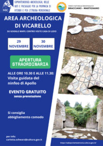 Vicarello: aperture straordinarie il 29 e 30 novembre