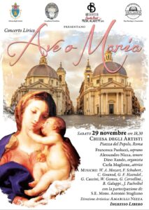 “Ave Maria”: il 29 novembre alla chiesa degli artisti di piazza del Popolo concerto lirico